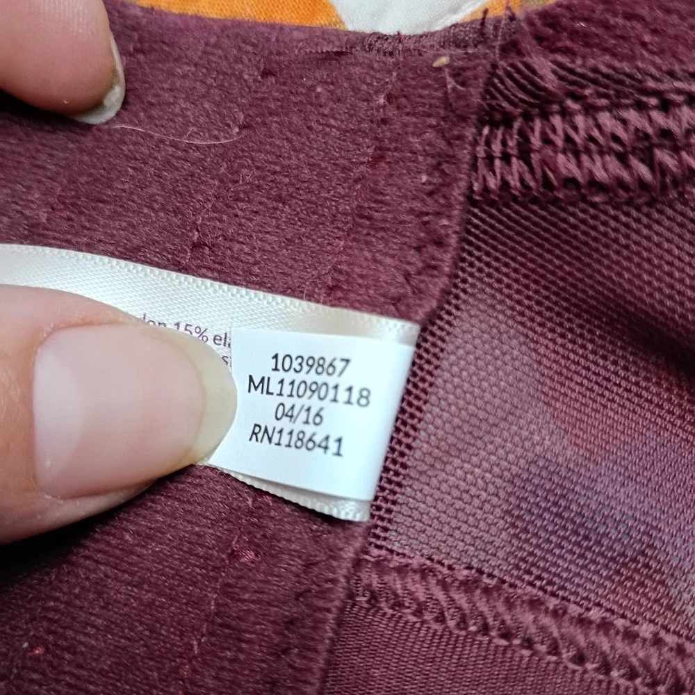 Cacique Maroon‎ Bra Womens 44DD Paisley Underwired